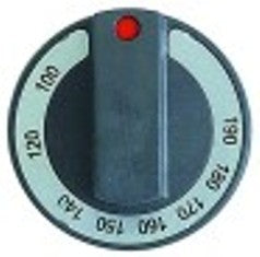 manopola termostato t. mass. 190°c diametro  65mm alb. diametro  6x4,6mm parte piana superiore nero