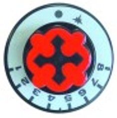 manopola termostato gas 1-8 diametro  70mm alb. diametro  8x6,5mm parte piana superiore nero