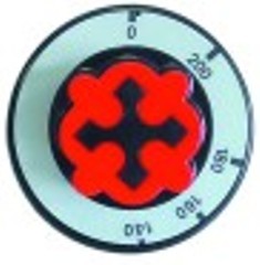 manopola termostato t. mass. 200°c diametro  70mm alb. diametro  6x4,6mm parte piana superiore