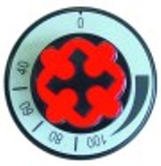 manopola termostato diametro  70mm alb. diametro  6x4,6mm parte piana inferiore