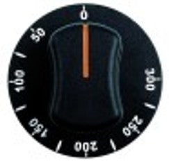 manopola termostato t. mass. 300°c diametro  70mm alb. diametro  6x4,6mm parte piana superiore nero