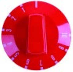 manopola termostato 1-10 diametro  49mm alb. diametro  6x4,6mm parte piana superiore rosso