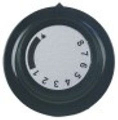 manopola termostato gas 1-8 diametro  55,5mm alb. diametro  6x4,6mm parte piana superiore nero