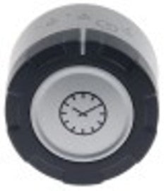 manopola timer 0-60min diametro  55mm alb. diametro  6mm parte piana superiore argenteo