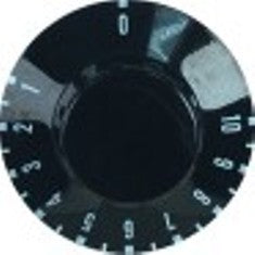 manopola termostato 1-10 diametro  50mm alb. diametro  6x4,6mm parte piana inferiore nero