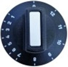 manopola termostato 1-12 diametro  50mm alb. diametro  6x4,6mm parte piana superiore nero