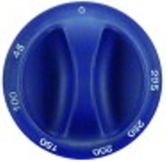 manopola termostato t. mass. 295°c 0-295°c diametro  75mm alb. diametro  6x4,6mm parte piana inferiore blu