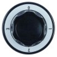 manopola 4 posizioni diametro  70mm alb. diametro  6x4,6mm parte piana universale nero