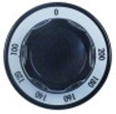 manopola termostato 100-200°c diametro  70mm alb. diametro  6x4,6mm parte piana dx nero