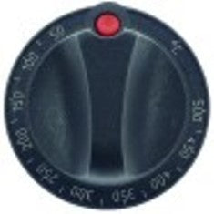 manopola termostato t. mass. 500°c diametro  55mm alb. diametro  6x4,6mm parte piana inferiore nero
