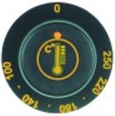 manopola termostato t. mass. 250°c diametro  47mm alb. diametro  6x4,6mm parte piana superiore nero