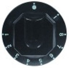manopola regolatore di energia 1-8 + max diametro  70mm alb. diametro  6x4,6mm parte piana superiore nero