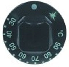 manopola termostato gas t. mass. 90°c diametro  55mm alb. diametro  8x6,5mm parte piana superiore nero
