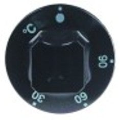 manopola termostato t. mass. 90°c campo di lavoro 30-90°c diametro  55mm alb. diametro  6x4,6mm