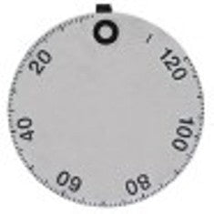 segnalino per manopola timer 120min + manuale diametro  est. 45mm argenteo