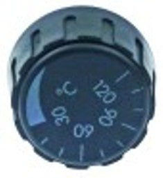 manopola termostato t. mass. 120°c 0-120°c diametro  39mm alb. diametro  6x4,6mm parte piana superiore nero