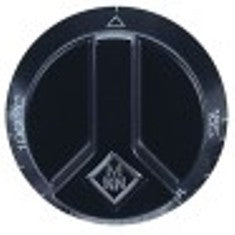 manopola termostato t. mass. 185°c diametro  65mm alb. diametro  6x4,6mm parte piana superiore nero