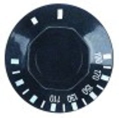 manopola termostato t. mass. 270°c diametro  50mm alb. diametro  6x4,6mm parte piana superiore nero