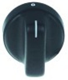 manopola termostato t. mass. 110°c 30-110°c diametro  49mm alb. diametro  6x4,6mm parte piana superiore nero
