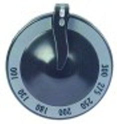 manopola termostato t. mass. 300°c diametro  70mm alb. diametro  6x4,6mm parte piana dx nero