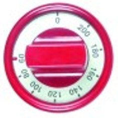 manopola termostato t. mass. 200°c diametro  76mm alb. diametro  6x4,6mm parte piana dx rosso