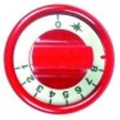 manopola termostato 1-8 diametro  76mm alb. diametro  10x8mm parte piana superiore rosso