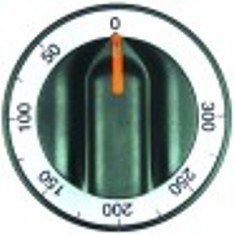 manopola termostato t. mass. 300°c diametro  71mm alb. diametro  6x4,6mm parte piana superiore nero