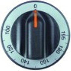 manopola termostato t. mass. 195°c diametro  71mm alb. diametro  6x4,6mm parte piana superiore nero