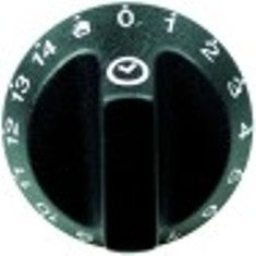 manopola timer 14h diametro  55mm alb. diametro  6x4,6mm parte piana inferiore con alberino lungo nero