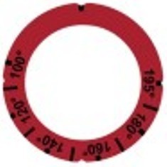 segnalino per manopola rosso termostato t. mass. 195°c 100-195°c diametro  est. 63mm int. diametro  45,5mm