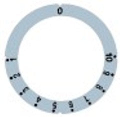 segnalino per manopola argenteo termostato 1-10 angolo di rotazione 270° diametro  est. 63mm int. diametro  45,5mm