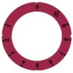 segnalino per manopola rosso termostato 1-10 angolo di rotazione 310° diametro  est. 63mm int. diametro  45,5mm