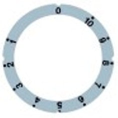 segnalino per manopola argenteo termostato 1-10 angolo di rotazione 310° diametro  est. 63mm int. diametro  45,5mm