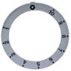 segnalino per manopola argenteo termostato 1-10 angolo di rotazione 310° diametro  est. 59mm int. diametro  45,5mm