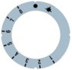 segnalino per manopola argenteo termostato gas 1-8 diametro  est. 63mm int. diametro  45,5mm eurosit