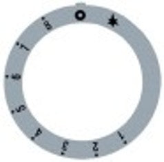 segnalino per manopola argenteo termostato gas eurosit 1-8 diametro  est. 59mm