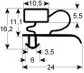 guarnizione per frigoriferi profilo 9333 misura innesto lar. 687mm l 1554mm porta vetro