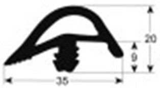 guarnizione per porta profilo 2790 lar. 530mm l 730mm dimensione esterna con. 1