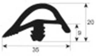 guarnizione per porta profilo 2790 lar. 495mm l 530mm dimensione esterna con. 1