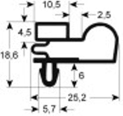 guarnizione per frigoriferi profilo 9010 lar. 573mm l 1605mm misura innesto