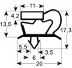 guarnizione per frigoriferi profilo 9048 lar. 650mm l 1520mm misura innesto