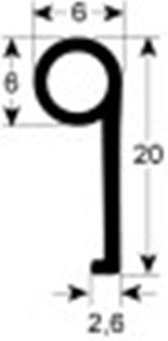 guarnizione per porta lar. 6mm h 20mm