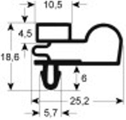 guarnizione per frigoriferi profilo 9010 lar. 598mm l 693mm misura innesto