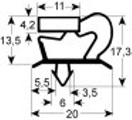 guarnizione per frigoriferi profilo 9048 lar. 640mm l 1540mm misura innesto