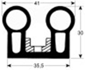 guarnizione per cella profilo 9986 lar. 41mm h 30mm l 10000mm con cornice di fissaggio nero