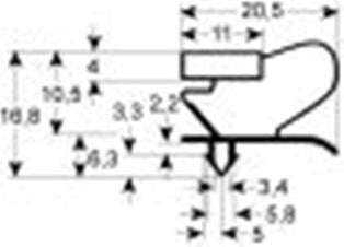 guarnizione per frigoriferi profilo 9053 lar. 515mm l 1920mm misura innesto