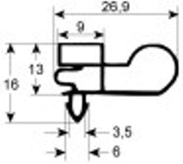 guarnizione per frigoriferi profilo 9303 lar. 620mm l 1485mm misura innesto