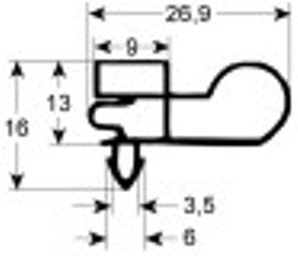 guarnizione per frigoriferi profilo 9303 lar. 680mm l 1460mm misura innesto