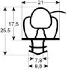 guarnizione per frigoriferi profilo 9651 lar. 700mm l 700mm misura innesto