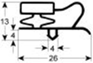 guarnizione per frigoriferi profilo 9013 lar. 613mm l 1493mm misura innesto